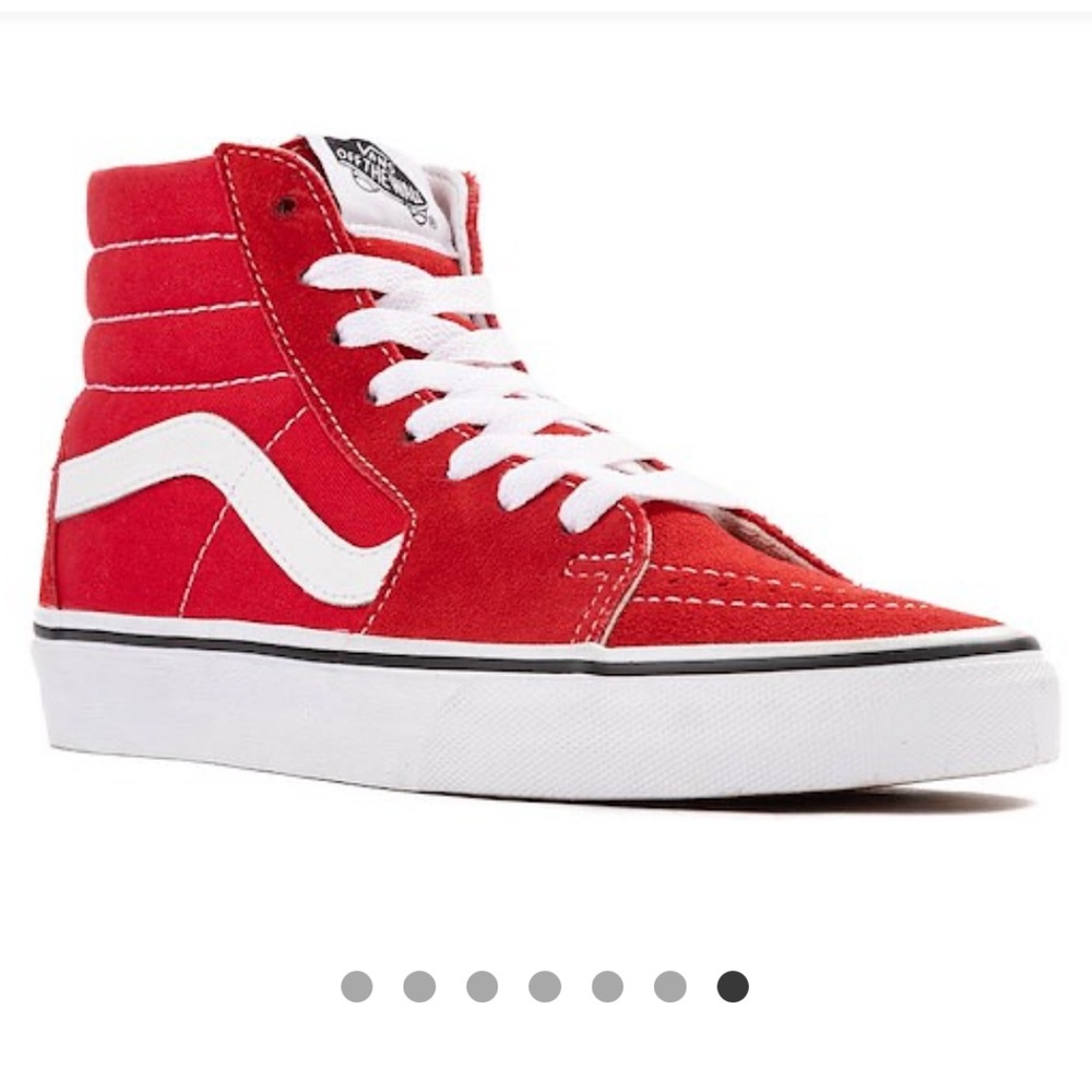 NWT Vans Kids Red & White High-Top Sk8-Hi Skate Sneakers size 3.5 men 5.0 women